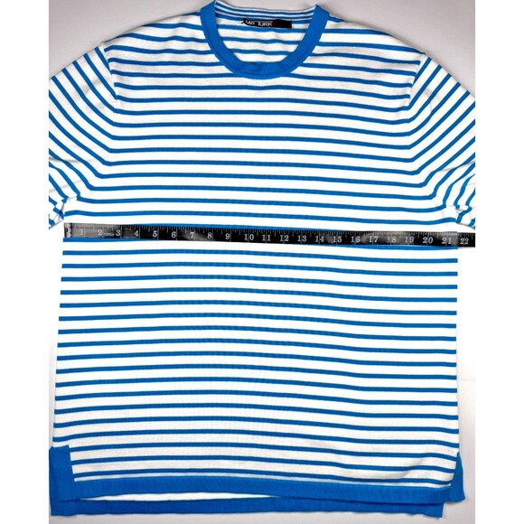 Mr Turk Knit Tee Mens M/L Blue White Striped Crewneck Short Sleeve Resort - Picture 5 of 13